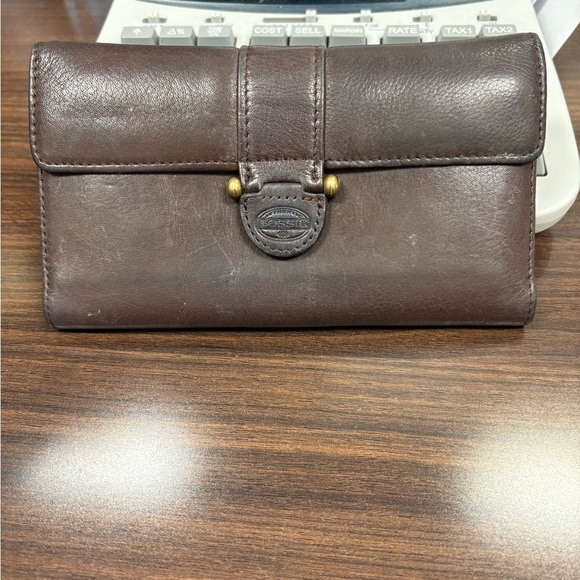 Fossil Handbags - Fossil Brown Leather Wallet and Checkbook Holder